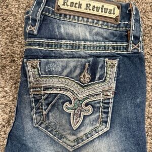 Rock Revival Indigo Jeans with Embroidered Pockets